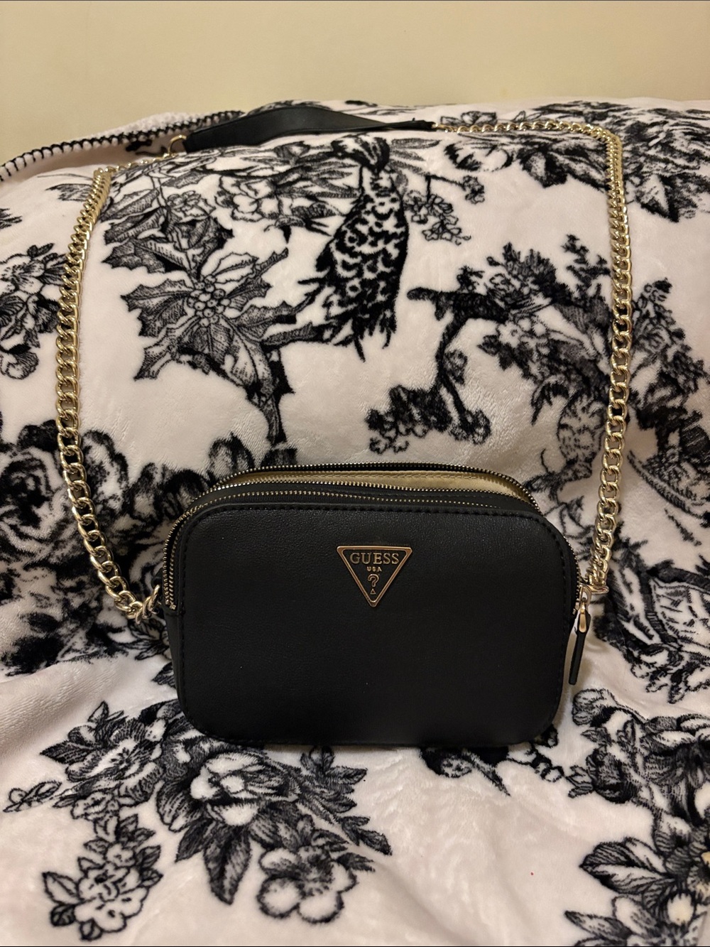 GUESS Black Crossbody with Gold Chain Strap